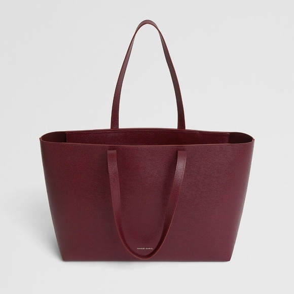 MANSUR GAVRIEL Small Zip Tote Bag in Claret Burgundy Saffiano Leather - Picture 3 of 5
